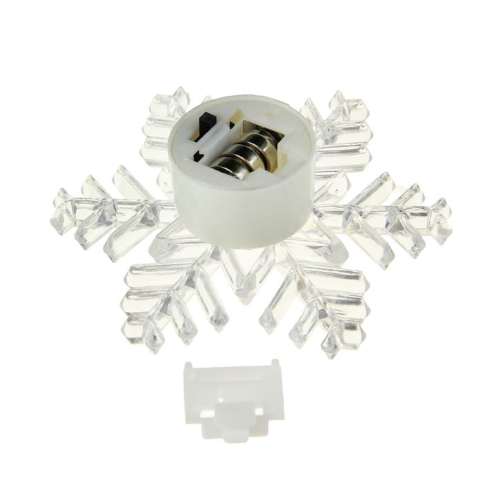 Игрушка световая "Снежинка" (батарейки в комплекте) на подставке и присоске 10 см 