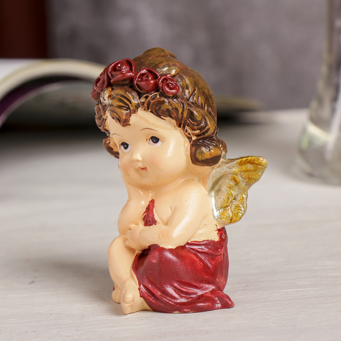 Сувенир полистоун "Застенчивый ангел сидит" с золотом МИКС 6,8х4,3х5,5 см 
