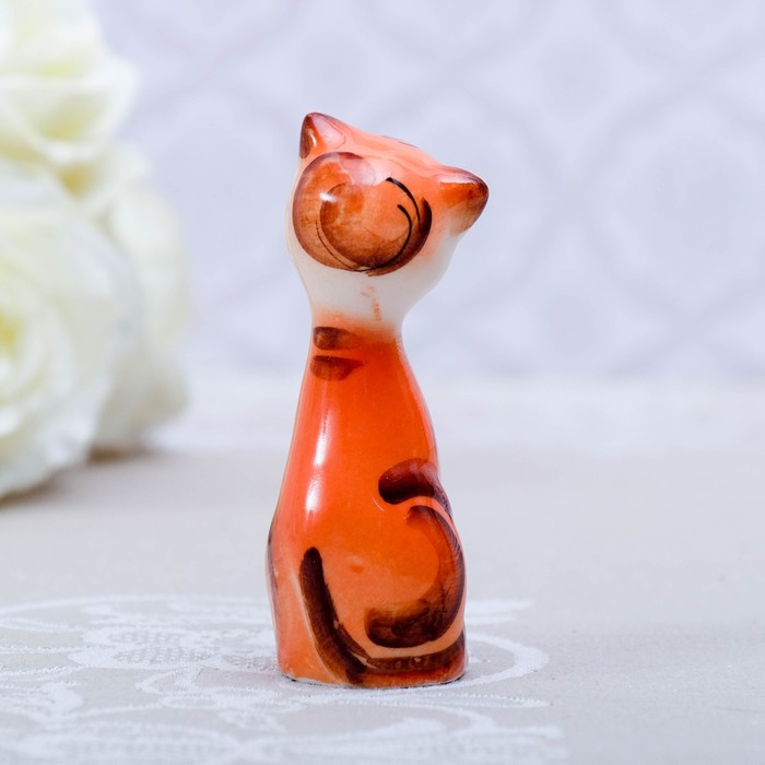 Сувенир «Кошка Милашка», рыжая, 8 см, гжель 