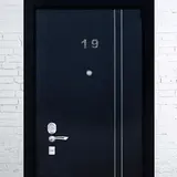 Дверная цифра "9", черный фон, тиснение серебром  - фото 2