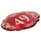 Дверной номер "49", красный фон, тиснение золотом  - фото 4