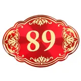 Дверной номер "89", красный фон, тиснение золотом  - фото 3