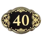 Дверной номер "40", черный фон, тиснение золотом  - фото 3