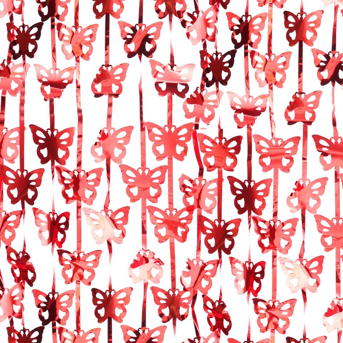 Праздничный занавес "Бабочки" 100*200 см, цвет красный 