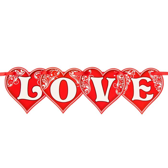 Буквы для фото на ленте "LOVE" (цвет красный) 