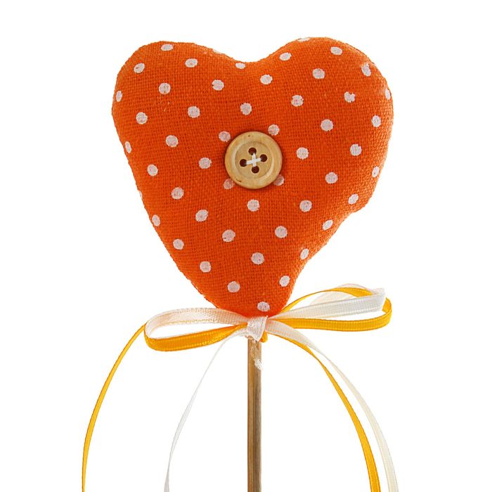 Мягкая игрушка на палочке "Сердце с пуговкой" бантик, цвета МИКС 