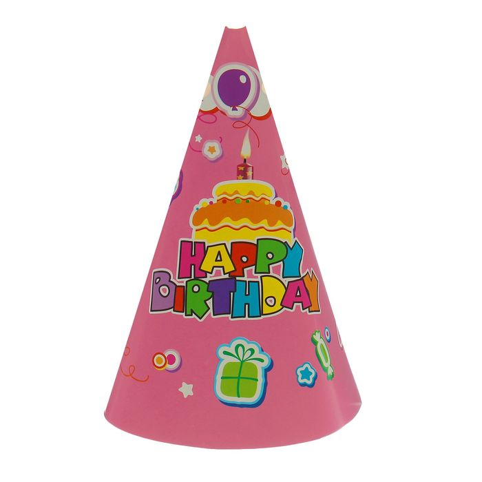 Гирлянда из колпаков "С Днем рождения" вкусняшки на розовом, 200 см 