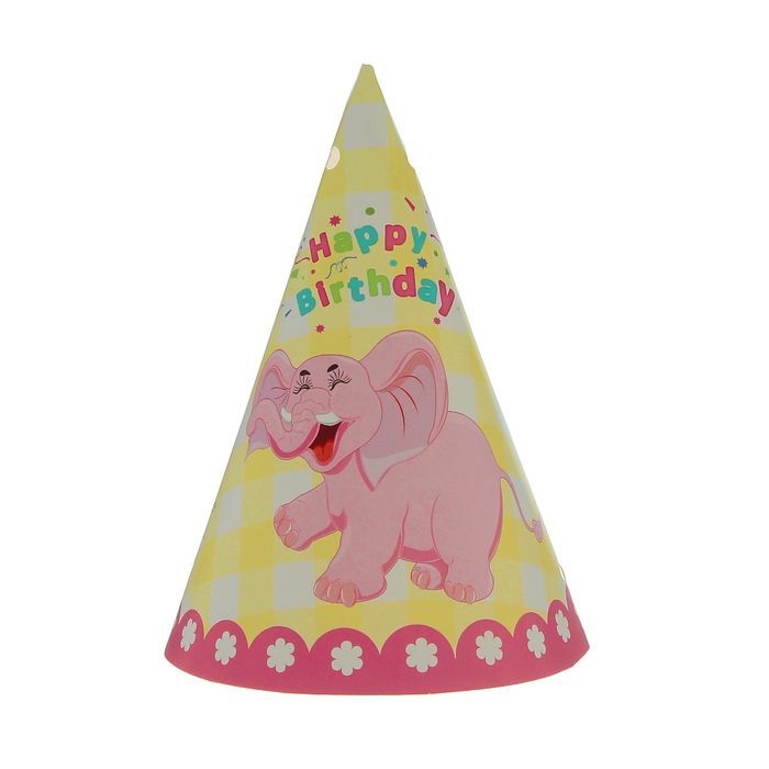 Гирлянда из колпаков "С Днем рождения" розовый слоник, 200 см 