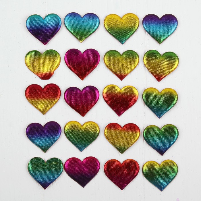 Сердечки декоративные, набор 20 шт, размер 1 шт 3,5*3 см, цвета МИКС 