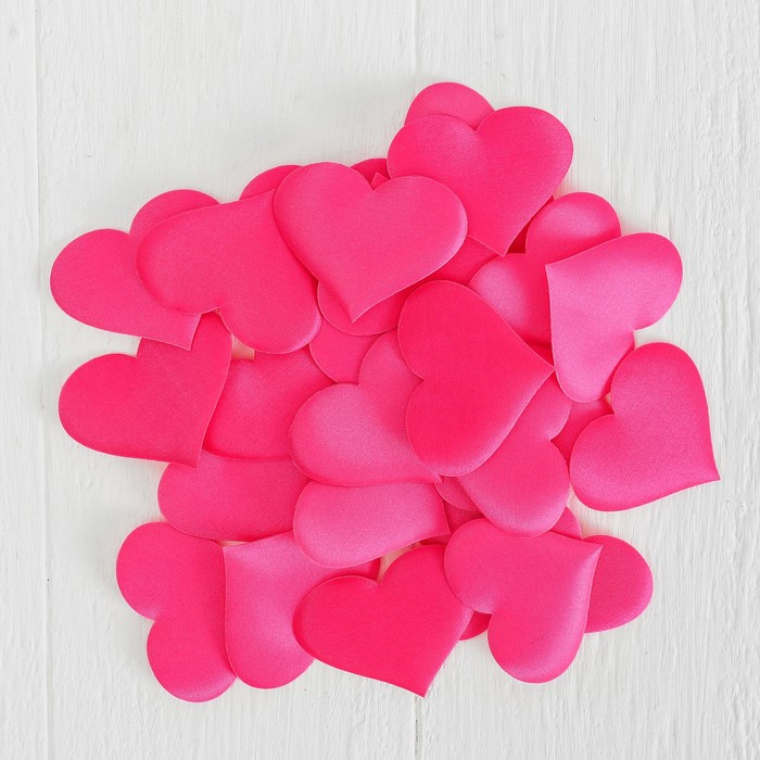 Сердечки декоративные, набор 25 шт., 5 см, цвет фуксия 