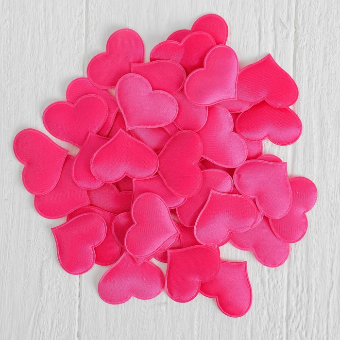 Сердечки декоративные, набор 50 шт., 3,2 см, цвет фуксия 