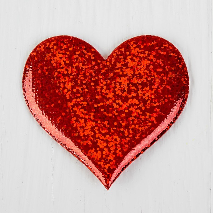 Сердечки декоративные, набор 12  шт, размер 1 шт 6,5*6  см, цвет красный 