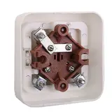 Выключатель двухклавишный наружный, белый  - фото 2