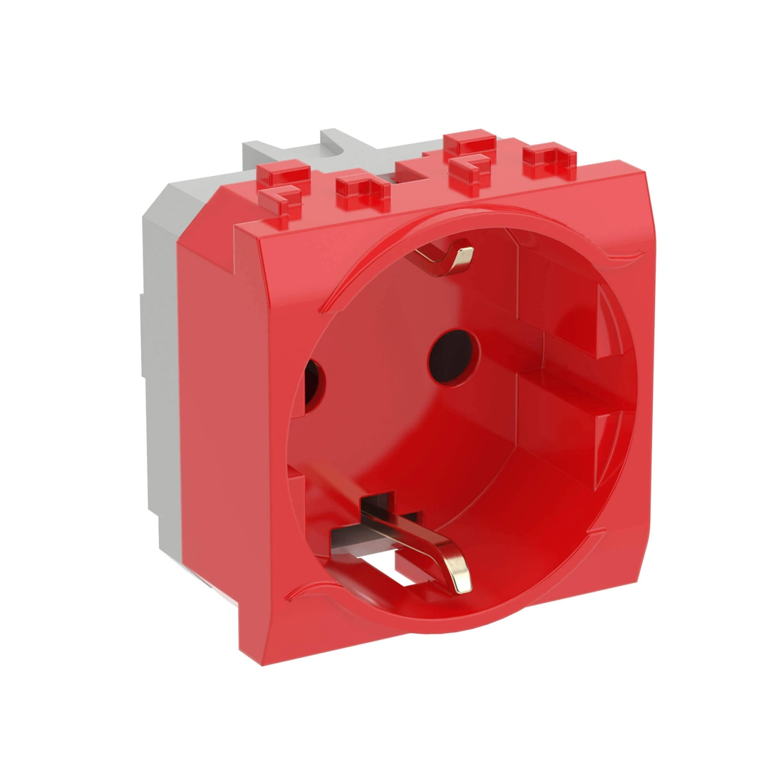 Электрическая розетка с заземлением DKC 76482R со шторками красная, 2мод. 