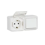 Выключатель с крышкой + Розетка Legrand Forix 16A 250В IP44 накладной белый 