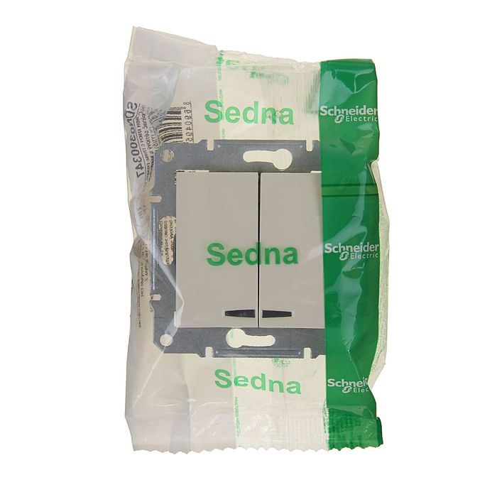 Выключатель "Sedna" SchE SDN0300347, 10 А, 2 клавиши, с подсветкой, скрытый, цвет бежевый 