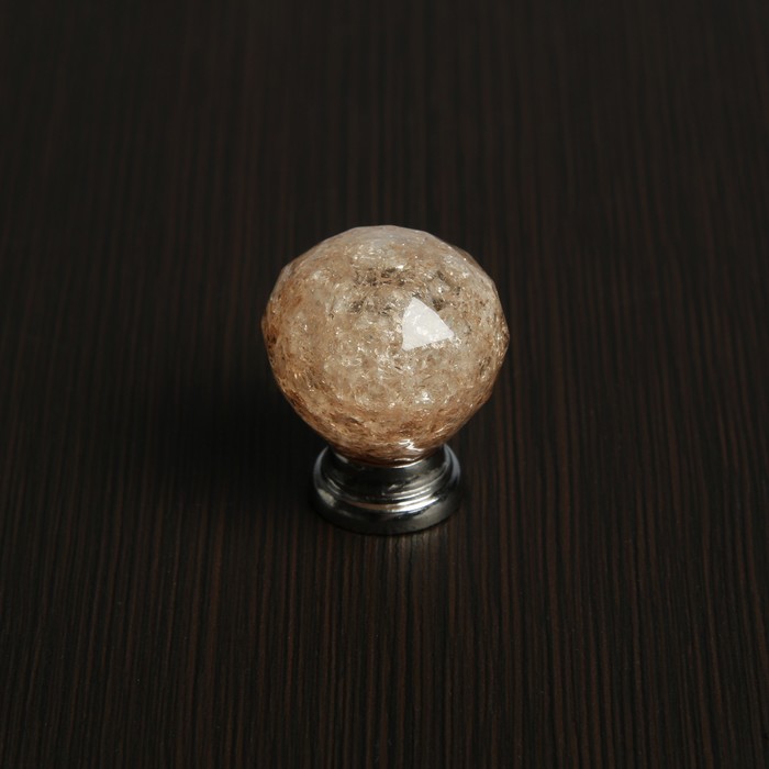 Ручка кнопка РК116COF, цвет хром/кофе 