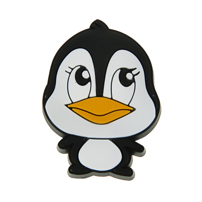 Ручка кнопка детская KID 012, "Пингвиненок", резиновая, черная 