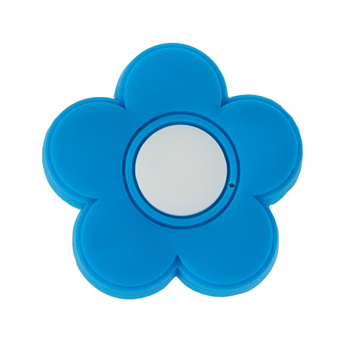 Ручка кнопка детская KID 025, "Цветочек", резиновая, синяя 