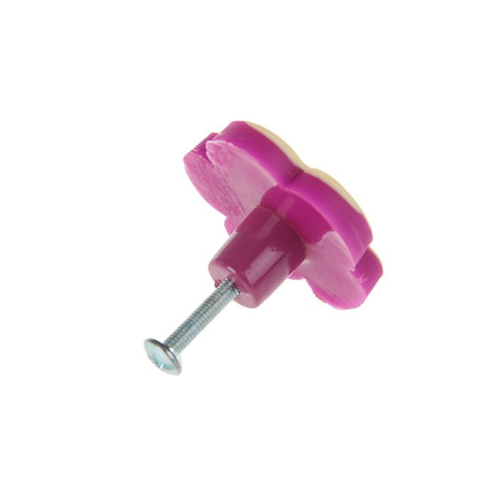 Ручка кнопка детская KID 024, "Цветочек 2", резиновая, фиолетовая 