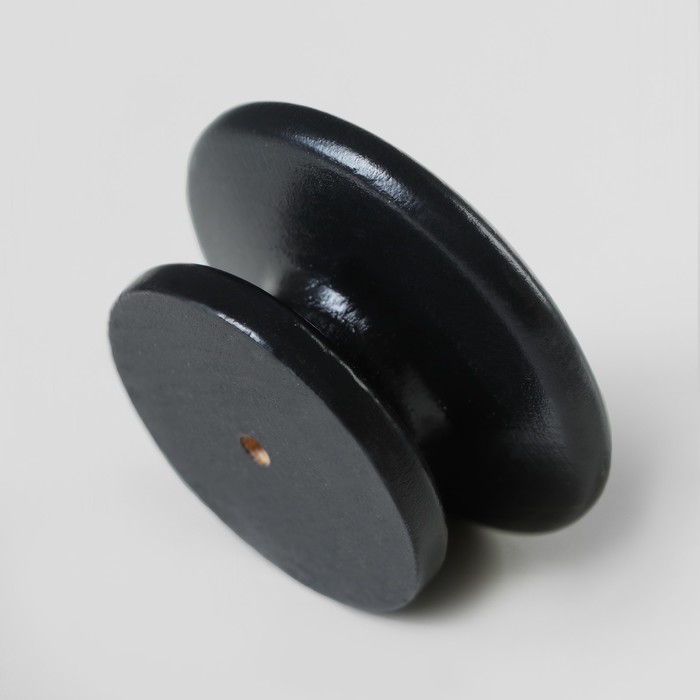 Ручка мебельная "Плоская", крашеная, цвет черный, d-57, L-35 мм 