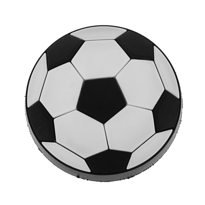 Ручка кнопка детская KID 014, "Футбольный мяч", резиновая, белая/черная 