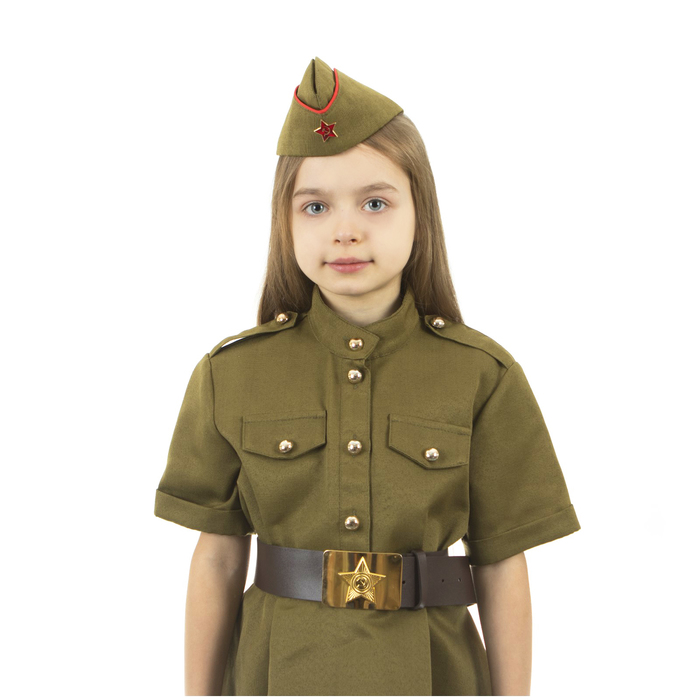 Карнавальный костюм военного: платье с коротким рукавом, пилотка, р-р 30, рост 110-116 см 