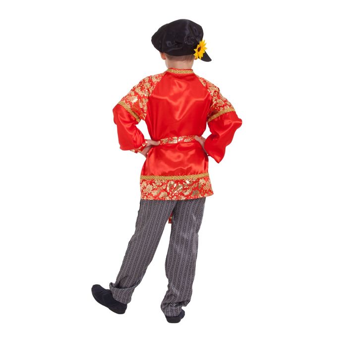 Русский народный костюм для мальчика "Хохлома с золотом", р-р 64, рост 122 см 