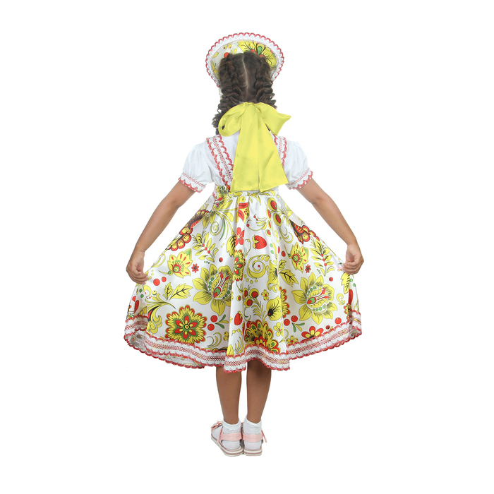 Русский народный костюм "Хохлома", платье, кокошник, цвет белый, р-р 30, рост 110-116 см 