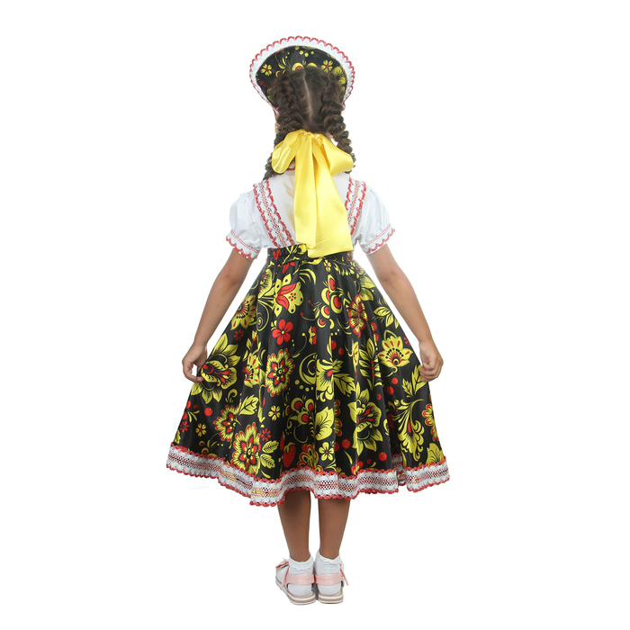 Русский народный костюм "Хохлома", платье, кокошник, цвет чёрный, р-р 32, рост 122-128 см 