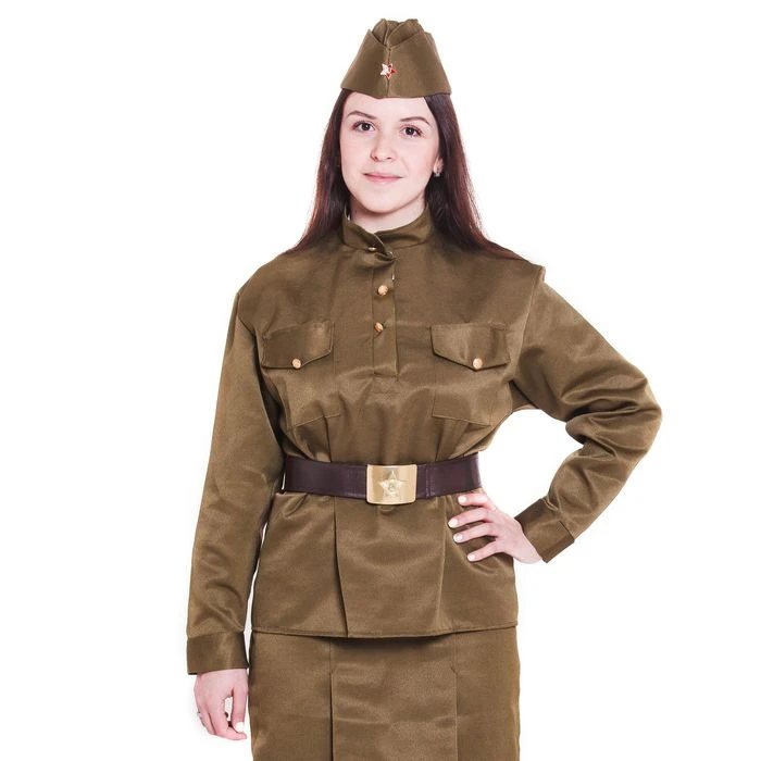 Комплект военный женский, пилотка, гимнастёрка, ремень с бляхой, р. 44-46, рост 164 см 