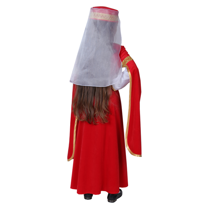 Карнавальный костюм для лезгинки, для девочки: головной убор, платье, р-р 30, рост 110-116 см, цвет красный 
