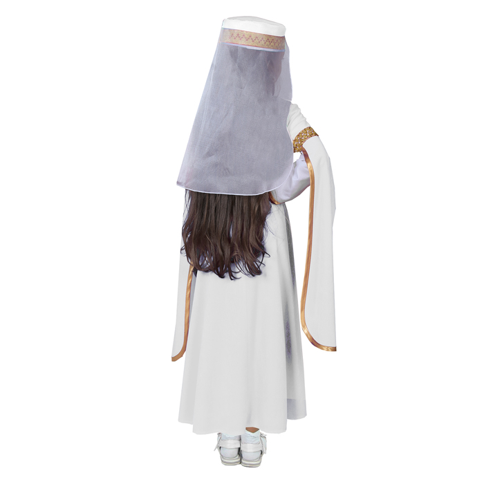 Костюм для лезгинки, для девочки: головной убор, платье, р-р 36, рост 146 см, цвет белый 