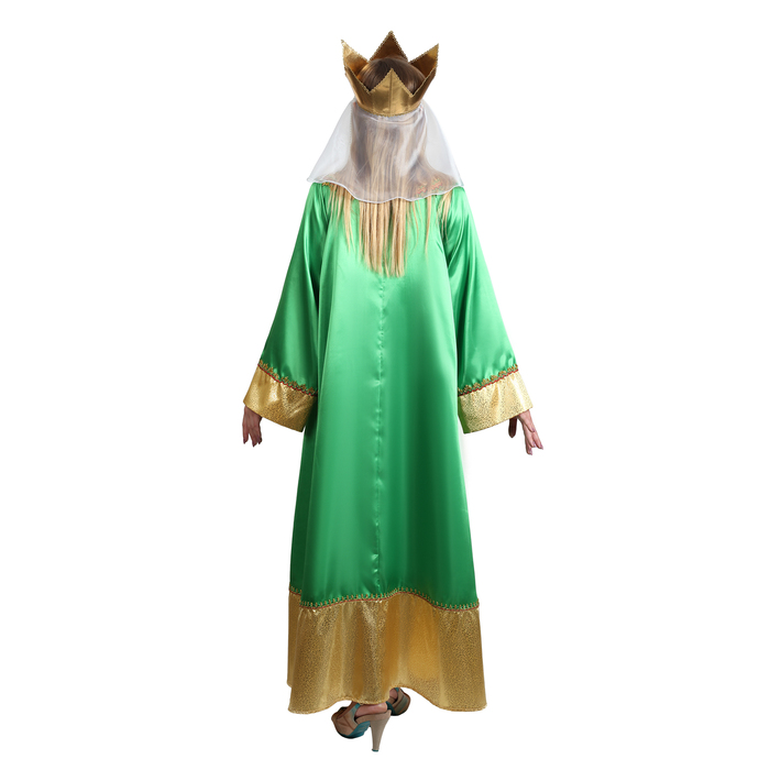 Карнавальный костюм "Царевна", атлас, платье, корона, р. 50, рост 172 см, цвет зелёный 