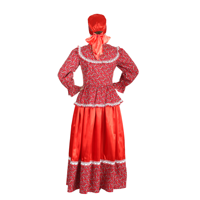 Русский народный женский костюм "Забава", головной убор, блуза, юбка, р-р 42 