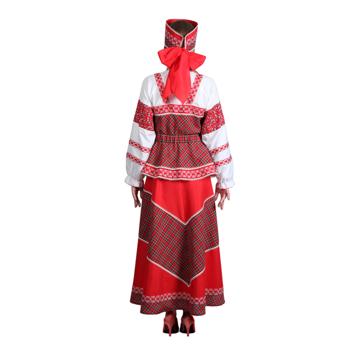 Русский народный костюм "Душечка", блузка с душегреей, юбка, головной убор, р-р 42, рост 172 см 