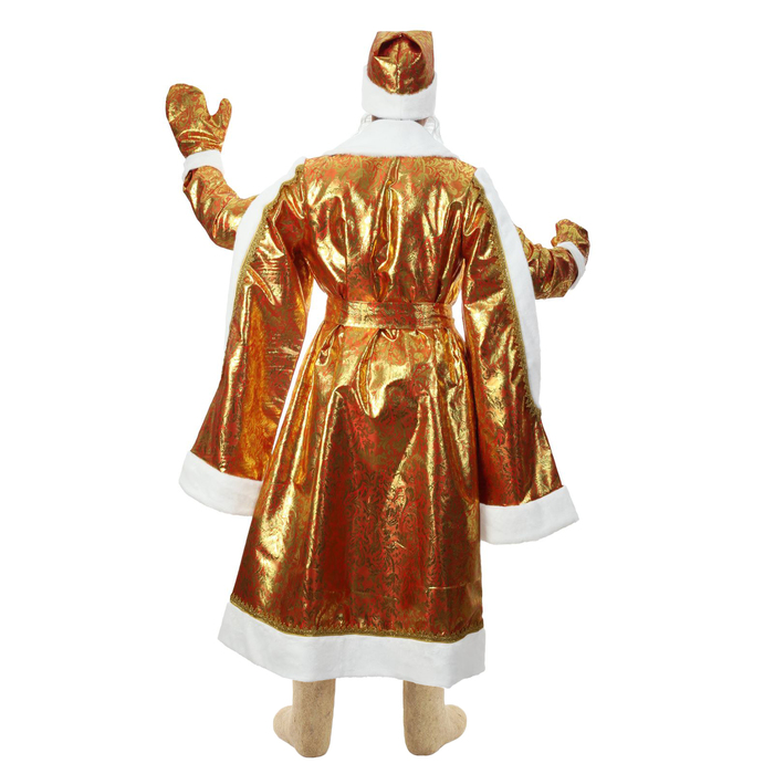 Карнавальный костюм "Дед Мороз", парча, золото на красном, р-р 48-50, рост 182 см 