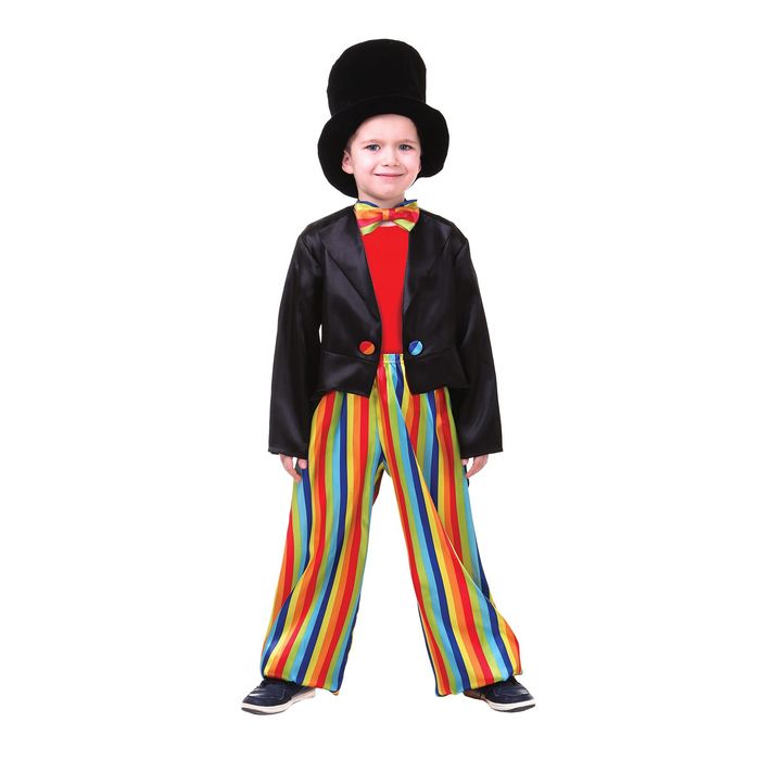 Карнавальный костюм "Фокусник", шляпа, фрак, брюки, бабочка, р-р 30, рост 110-116 см 