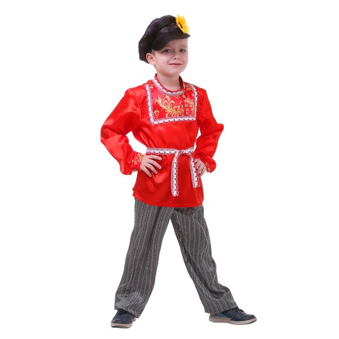 Русский народный костюм "Хохлома" для мальчика, р-р 68, рост 134 см 