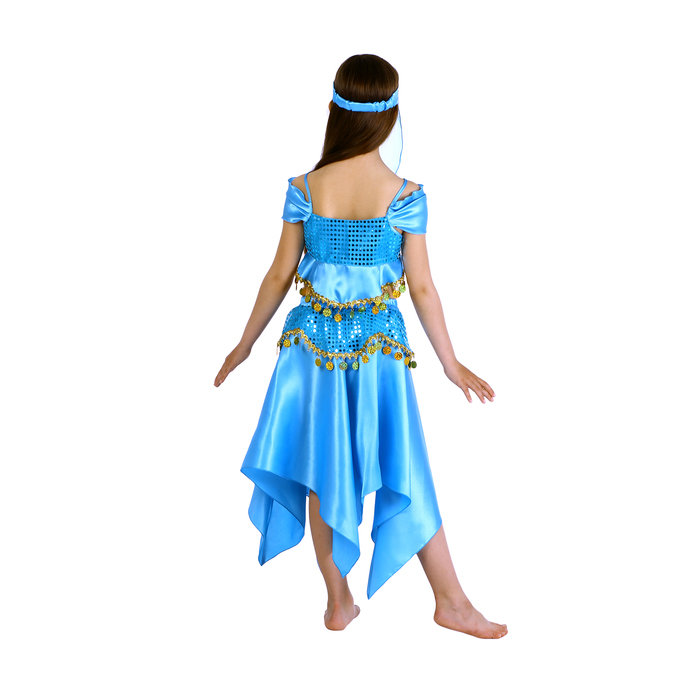 Карнавальный костюм "Восточная красавица. Лейла", повязка, топ, юбка, цвет голубой, р-р 30, рост 110-116 см 