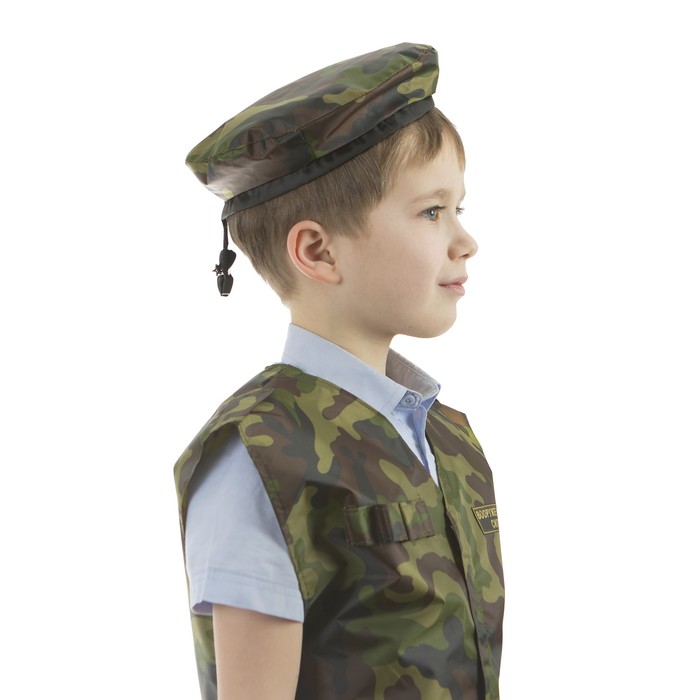 Детский карнавальный костюм "Спецназ", жилет, берет, 5-7 лет, рост 110-122 см 