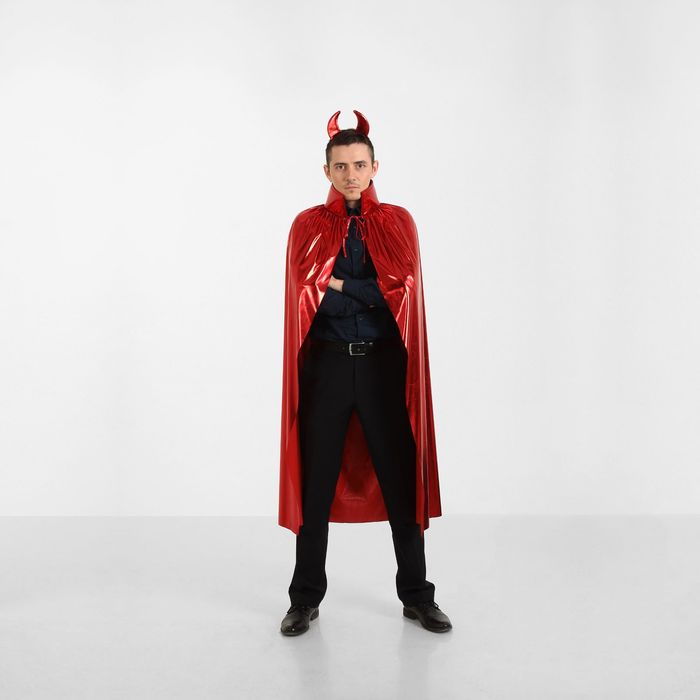 Карнавальный костюм "Мефистофель", накидка, рожки, цвет красный, длина 120 см 