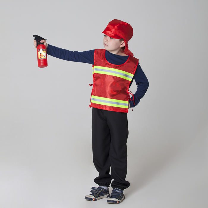 Костюм детский "Пожарный" со светоотражающими полосами: жилет, головной убор, рост 98-128 см 