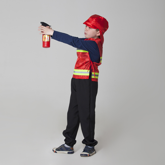Костюм детский "Пожарный" со светоотражающими полосами: жилет, головной убор, рост 98-128 см 