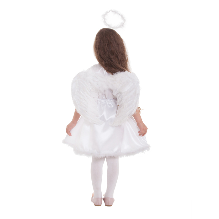 Карнавальный костюм "Ангел", платье с кулисой, нимб, крылья, р-р 28, рост 98-104 см 