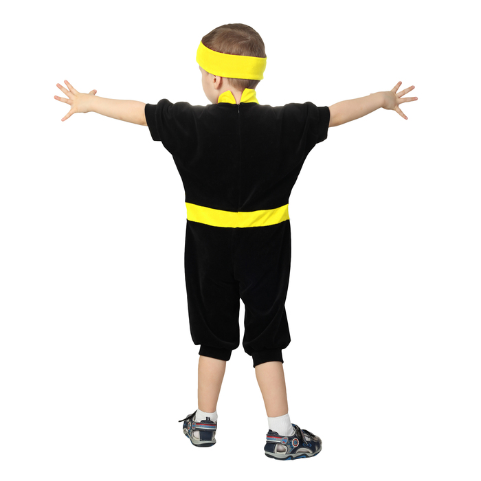 Карнавальный костюм "Ниндзя: Жёлтый дракон", велюр, комбинезон, шапка, рост 86-92 см, 1,5-3 года 