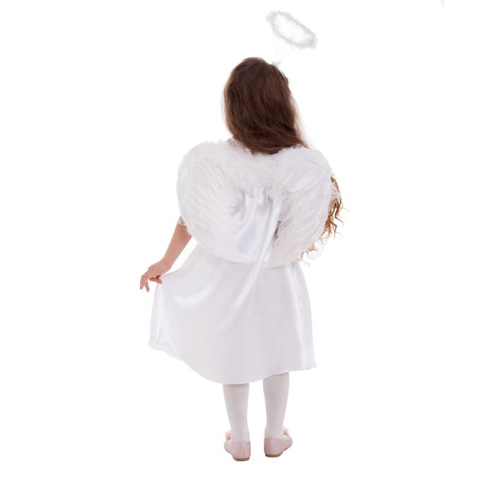Карнавальный костюм "Ангел", платье, рукав 3/4 гипюр, нимб, крылья, р-р 28, рост 98-104 см 
