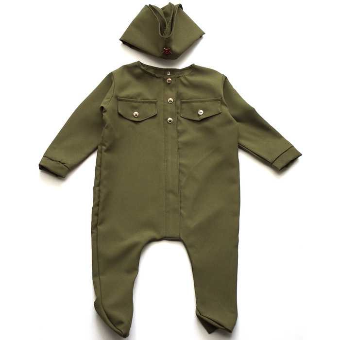 Карнавальный костюм "Солдатик-малышок", ползунки, пилотка, 6-9 месяцев, рост 75 см 