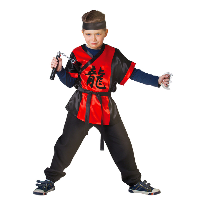 Карнавальный костюм "Ниндзя: Красный дракон" с оружием, р-р 34, рост 134 см 