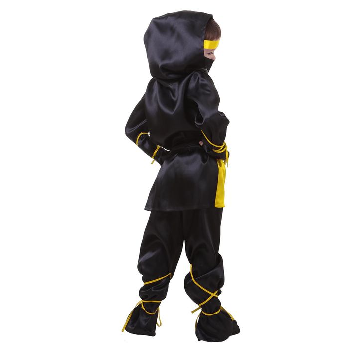 Карнавальный костюм "Ниндзя", р-р 32, рост 128 см, цвет чёрно-жёлтый 